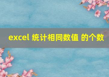 excel 统计相同数值 的个数